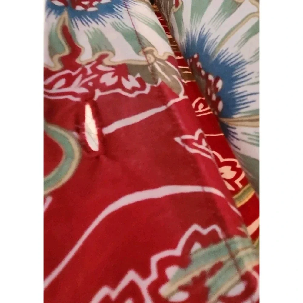 6 Sq Yds/Pottery Barn Red Blue French Art Nouveau Floral Passion Flower Fabric